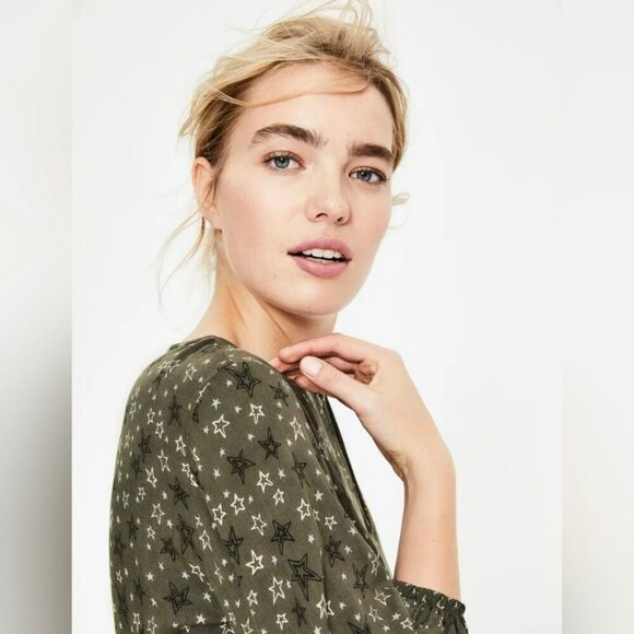 Boden Vanessa Shift Dress Women 6 Green Star Pattern Long Sleeves Mini Short - Picture 5 of 11